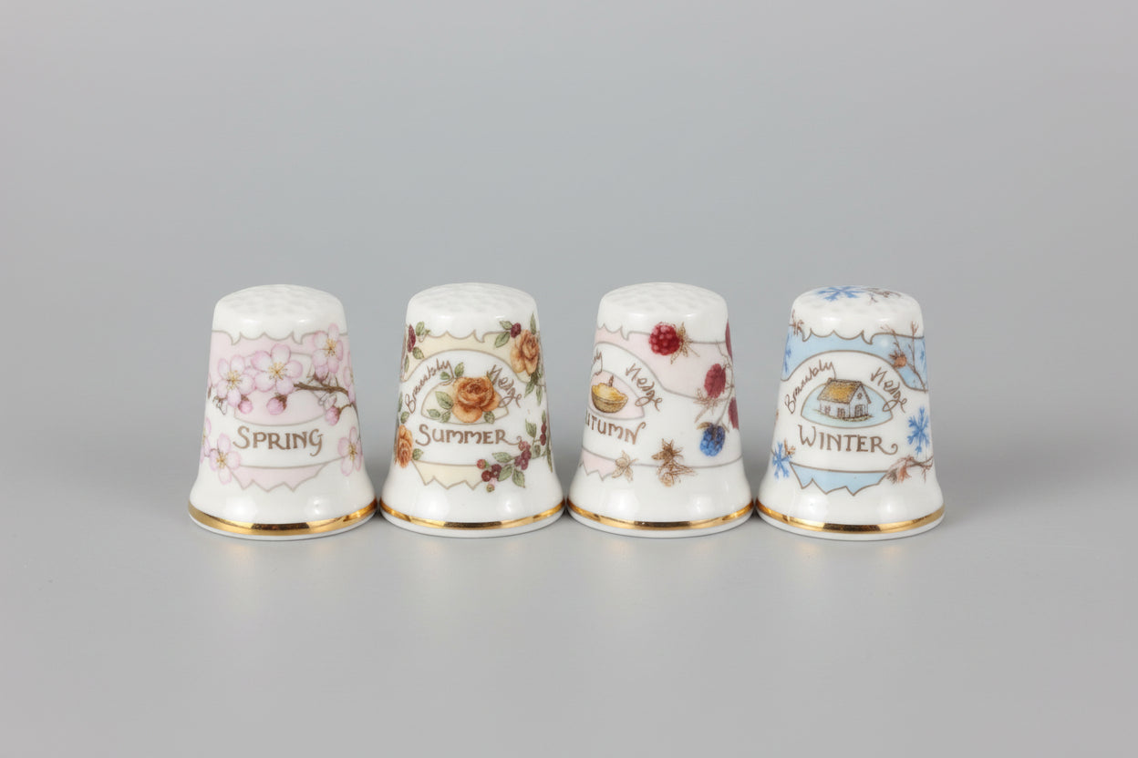 Thimbles of the Seasons - 4 x Floral Spring Blooms - Cermaic