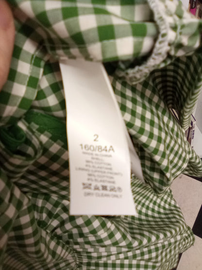 Kate Spade Green Gingham Dress UK 6 EU 34 V-Neck Ruffle Frill Hem