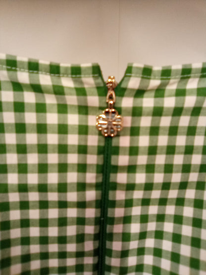 Kate Spade Green Gingham Dress UK 6 EU 34 V-Neck Ruffle Frill Hem