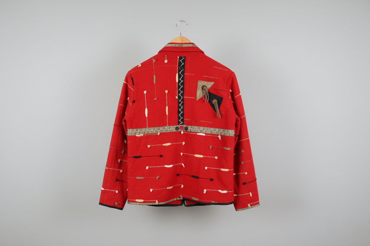 ORVIS (S) Western Tasselled Boho Jacket - UK 8 10 EU 36 38 - Aztec Red Stitched - Blazer