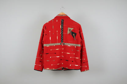 ORVIS (S) Western Tasselled Boho Jacket - UK 8 10 EU 36 38 - Aztec Red Stitched - Blazer