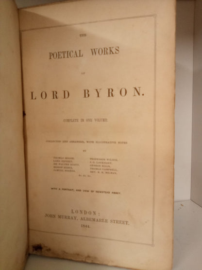 The Poetical Works of Lord Byron 1844 - Hardback Book - Vintage - Collectible