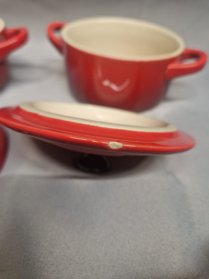 2 Le Creuset Mini Cocotte Lidded Pots with Handles - GOOD USED CONDITION