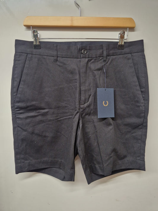 FRED PERRY Men's Black Classic Chino Shorts SIZE 32" BNWT