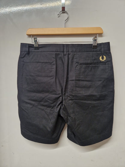 FRED PERRY Men's Black Classic Chino Shorts SIZE 32" BNWT