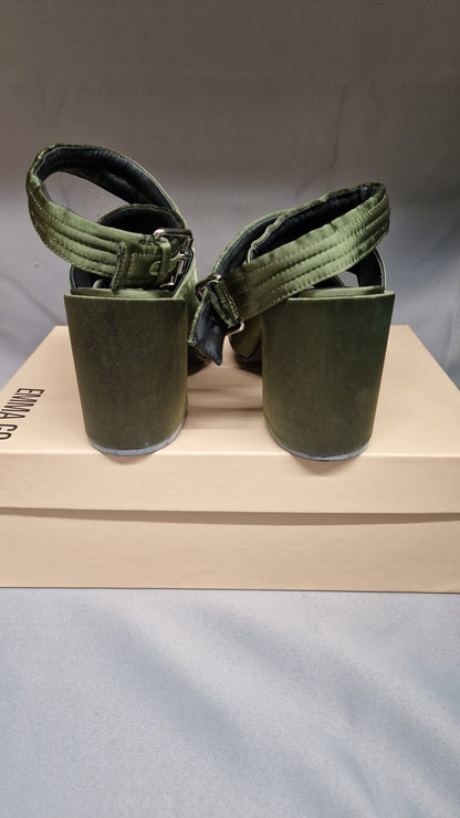 Sol Sana Green Heeled Sandals UK 5 EU 38 Satin Strappy Open-Toe