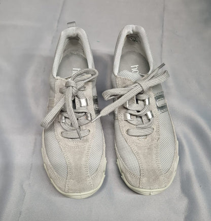 Hotter Ortholite Stability Grey Lace-Up Trainers UK 4 EU 37 - Good Used Condition