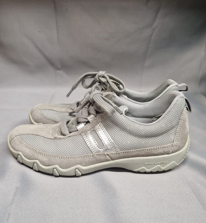 Hotter Ortholite Stability Grey Lace-Up Trainers UK 4 EU 37 - Good Used Condition