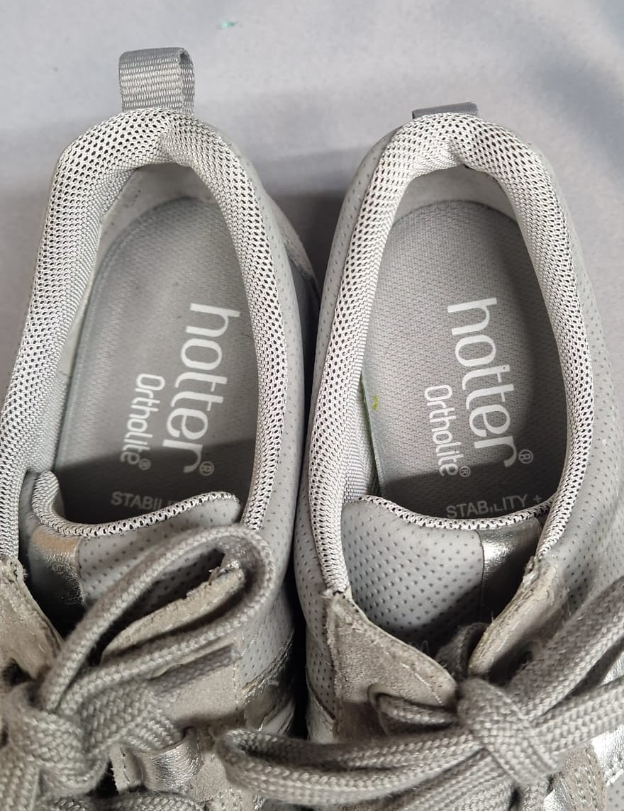 Hotter Ortholite Stability Grey Lace-Up Trainers UK 4 EU 37 - Good Used Condition