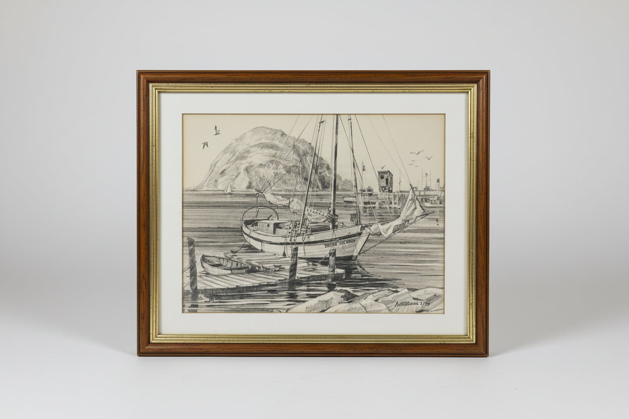 Don Williams Signed & Numbered Sketch - Morro Rock & Fishing Boat 'Brier Island' - 71/500