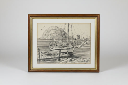Don Williams Signed & Numbered Sketch - Morro Rock & Fishing Boat 'Brier Island' - 71/500