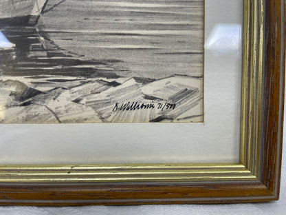 Don Williams Signed & Numbered Sketch - Morro Rock & Fishing Boat 'Brier Island' - 71/500