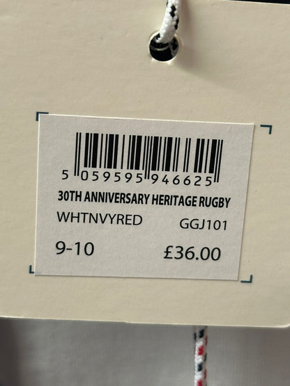 BNWT Crew Clothing Heritage Rugby Shirt - Kids 30th Anniversary -  Age 9/10 Years Old -  RRP £36