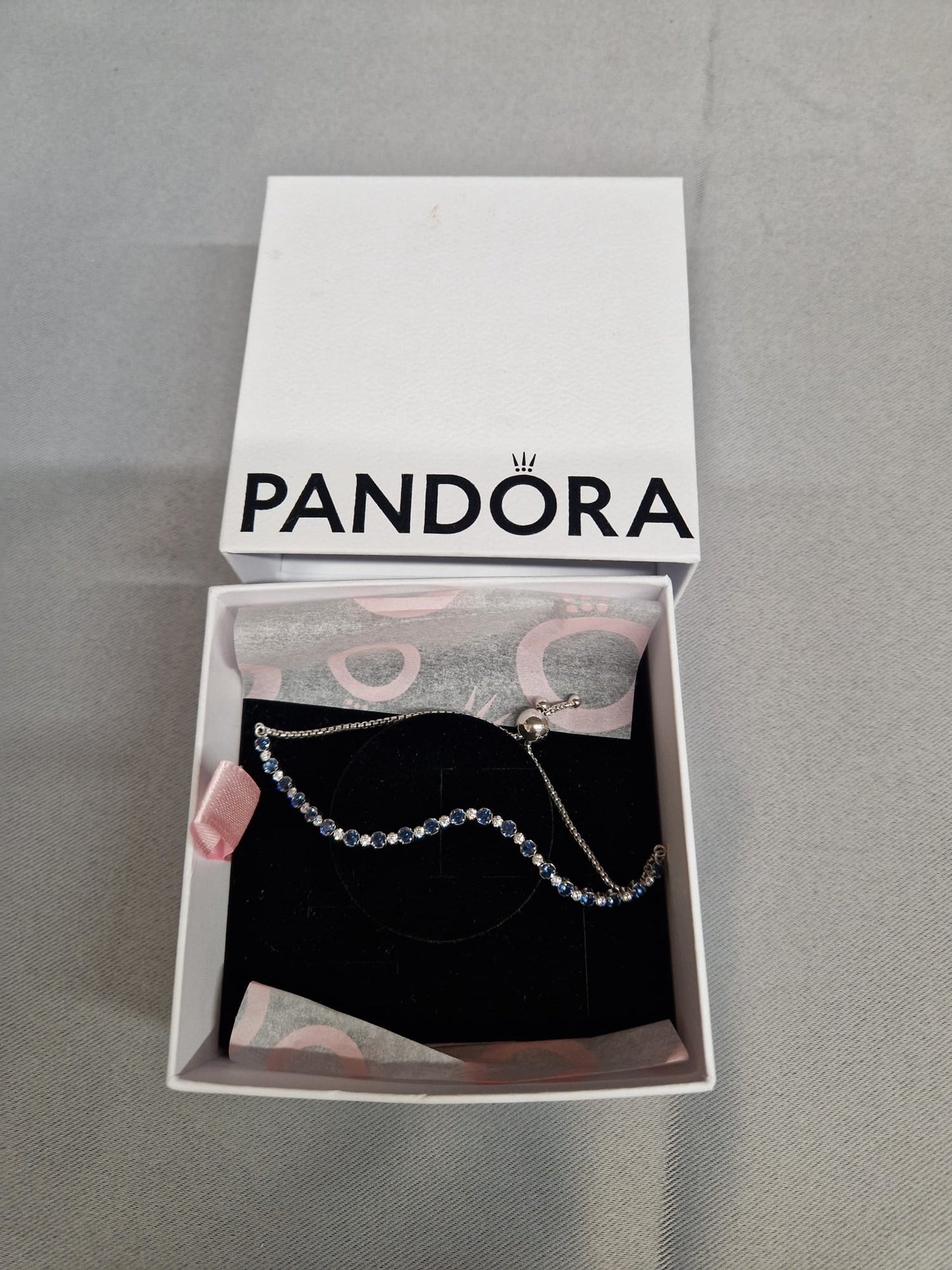 Pandora Sparkling Blue and Clear Slider Bracelet