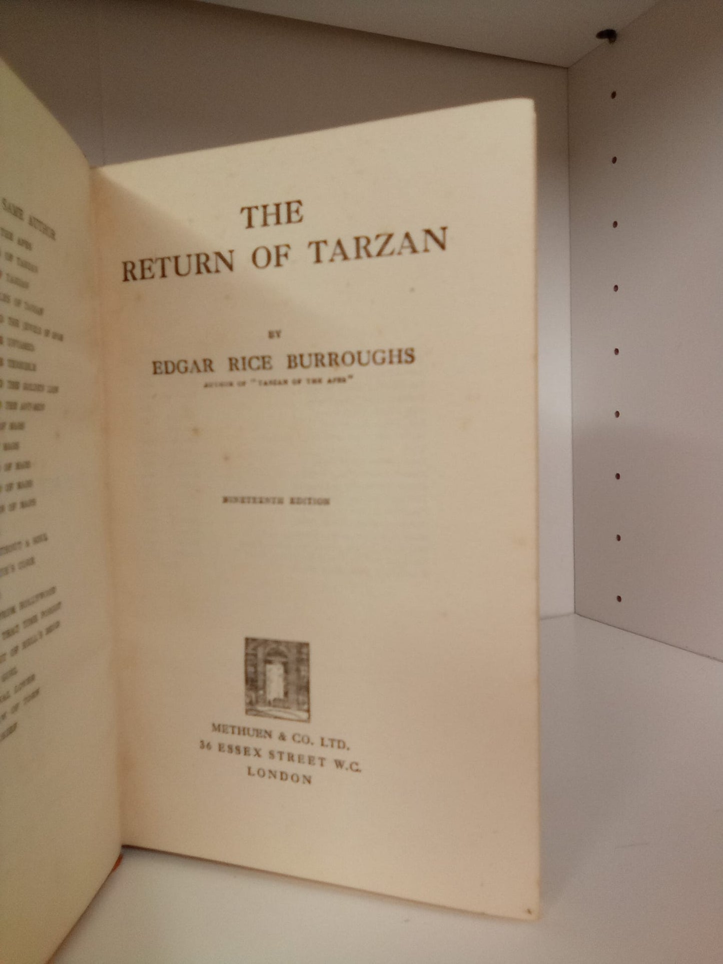 The Return of Tarzan by Edgar Rice Burroughs Book - 1933 19th Edition Pre-Loved