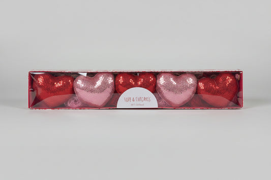 Love & Cupcakes 6 Ft Valentine Heart Plush Sequined Garland