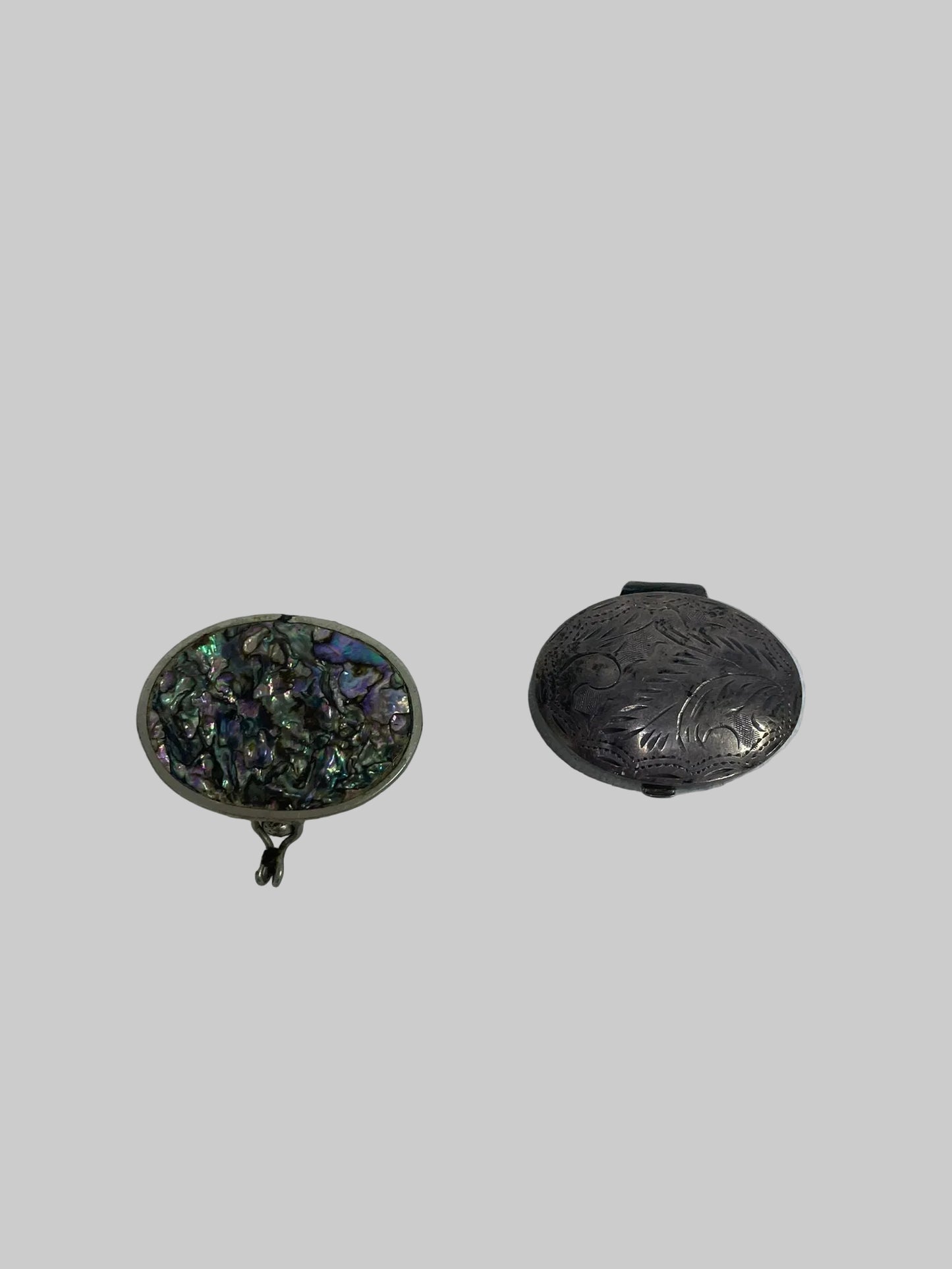 Vintage 2 Silver Pill Boxes - Pair VTG Collectible