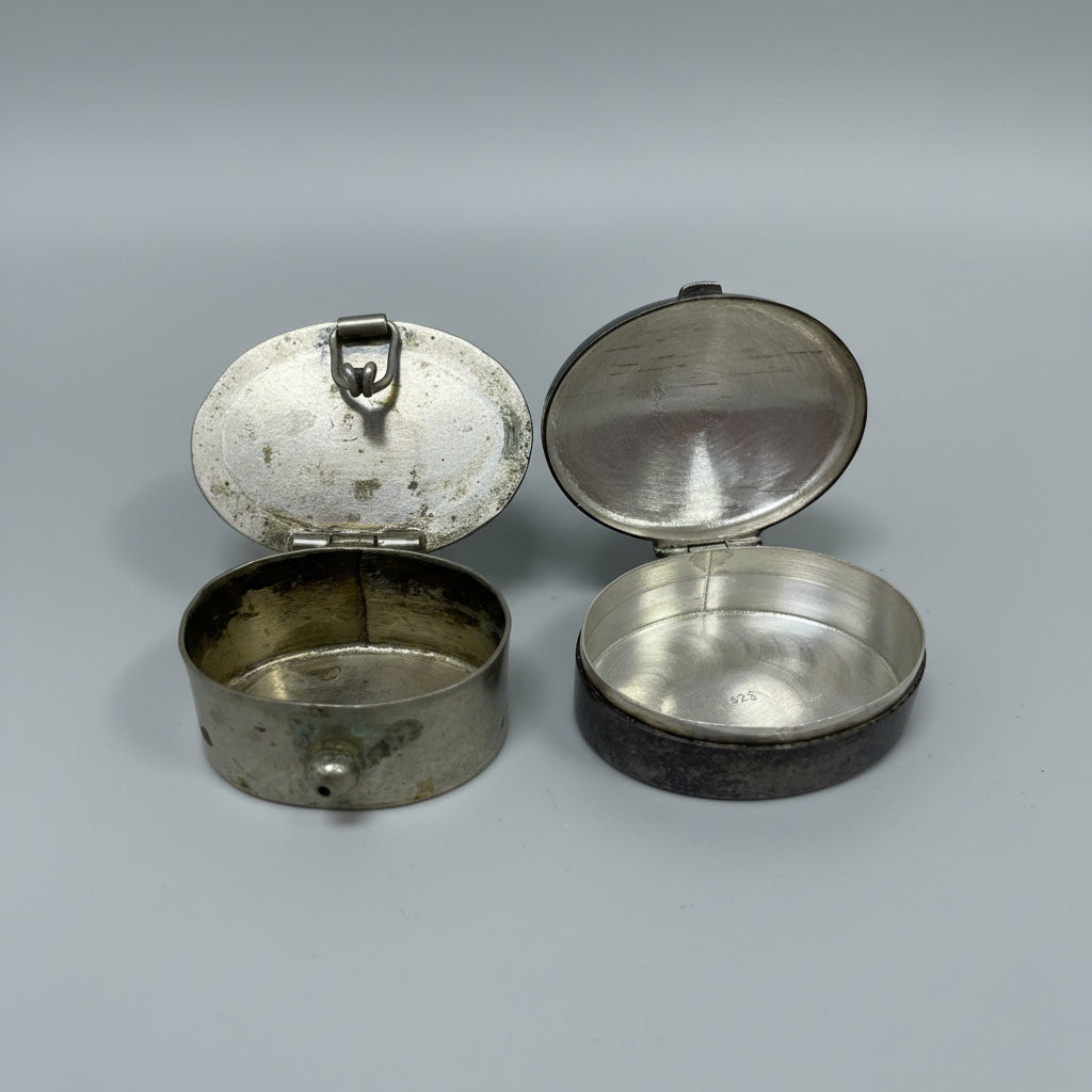 Vintage 2 Silver Pill Boxes - Pair VTG Collectible