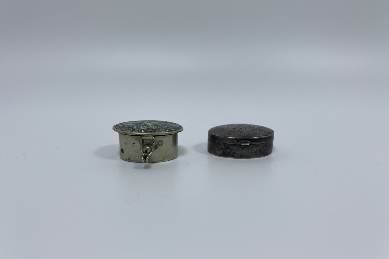 Vintage 2 Silver Pill Boxes - Pair VTG Collectible