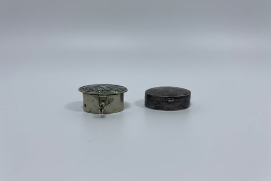 Vintage 2 Silver Pill Boxes - Pair VTG Collectible