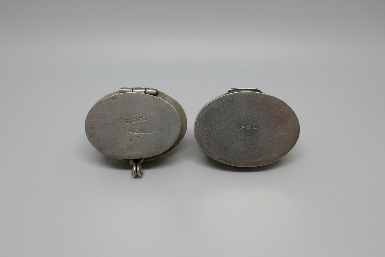 Vintage 2 Silver Pill Boxes - Pair VTG Collectible