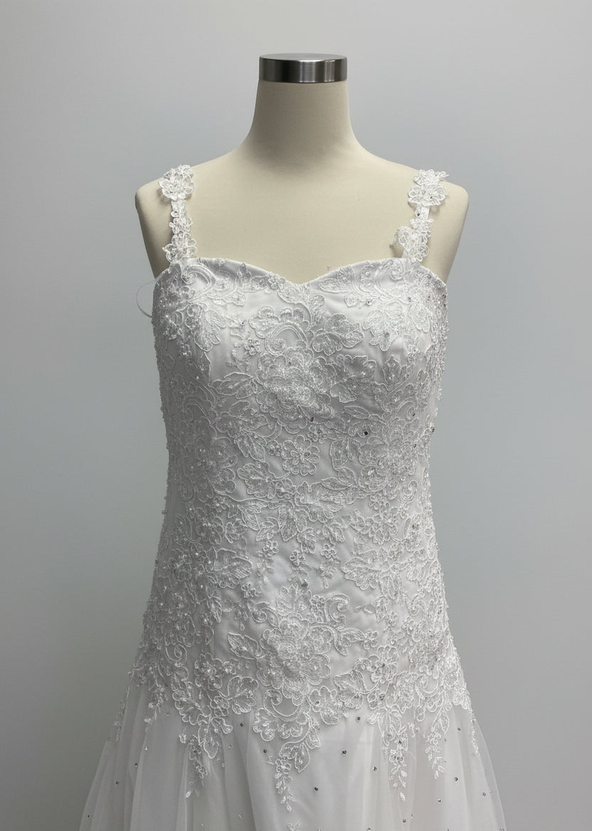 Wedding Dress White - Size Extra Small Strappy - Tulle Skirt