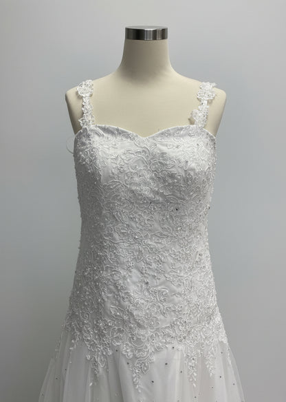 Wedding Dress White - Size Extra Small Strappy - Tulle Skirt