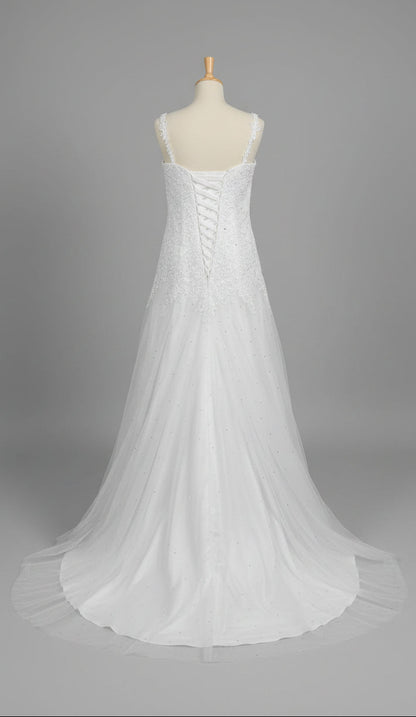 Wedding Dress White - Size Extra Small Strappy - Tulle Skirt
