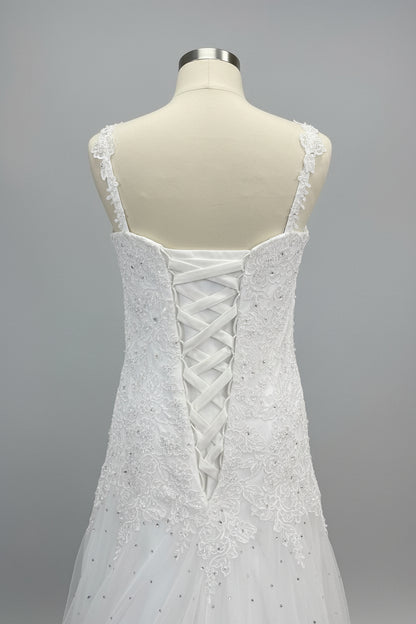 Wedding Dress White - Size Extra Small Strappy - Tulle Skirt