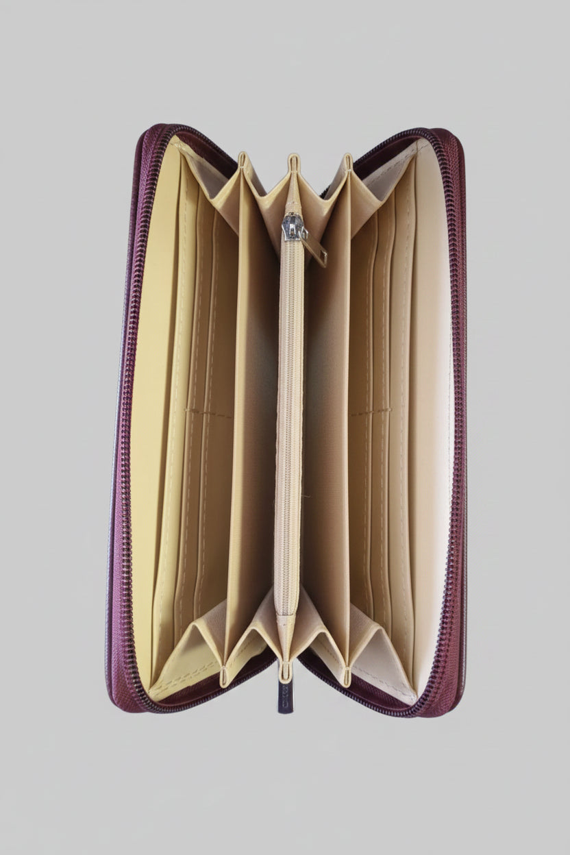 David Jones Purple Purse - Zip Around - Rectangle Leather