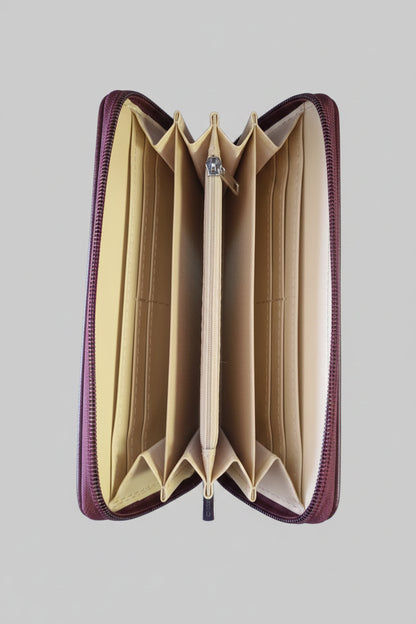 David Jones Purple Purse - Zip Around - Rectangle Leather