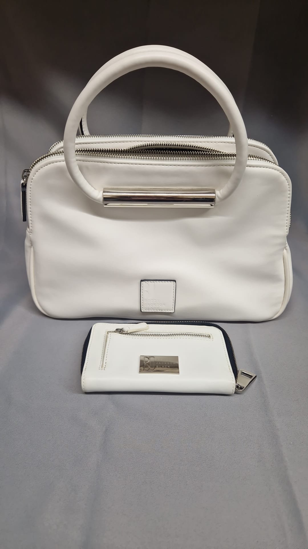 Betty Jackson Handbag & Purse - White Leather - 2-Piece Set