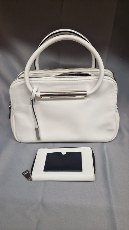 Betty Jackson Handbag & Purse - White Leather - 2-Piece Set