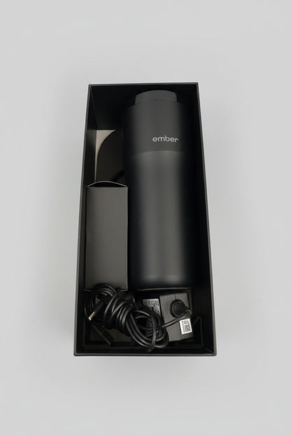 EMBER Black Travel Mug 12oz - With Charge Station and other International Plug Attachments
