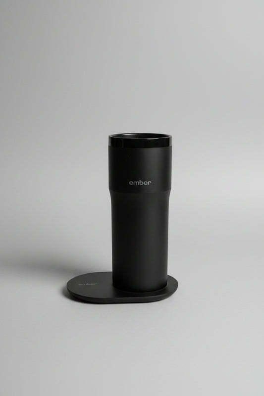 EMBER Black Travel Mug 12oz - With Charge Station and other International Plug Attachments
