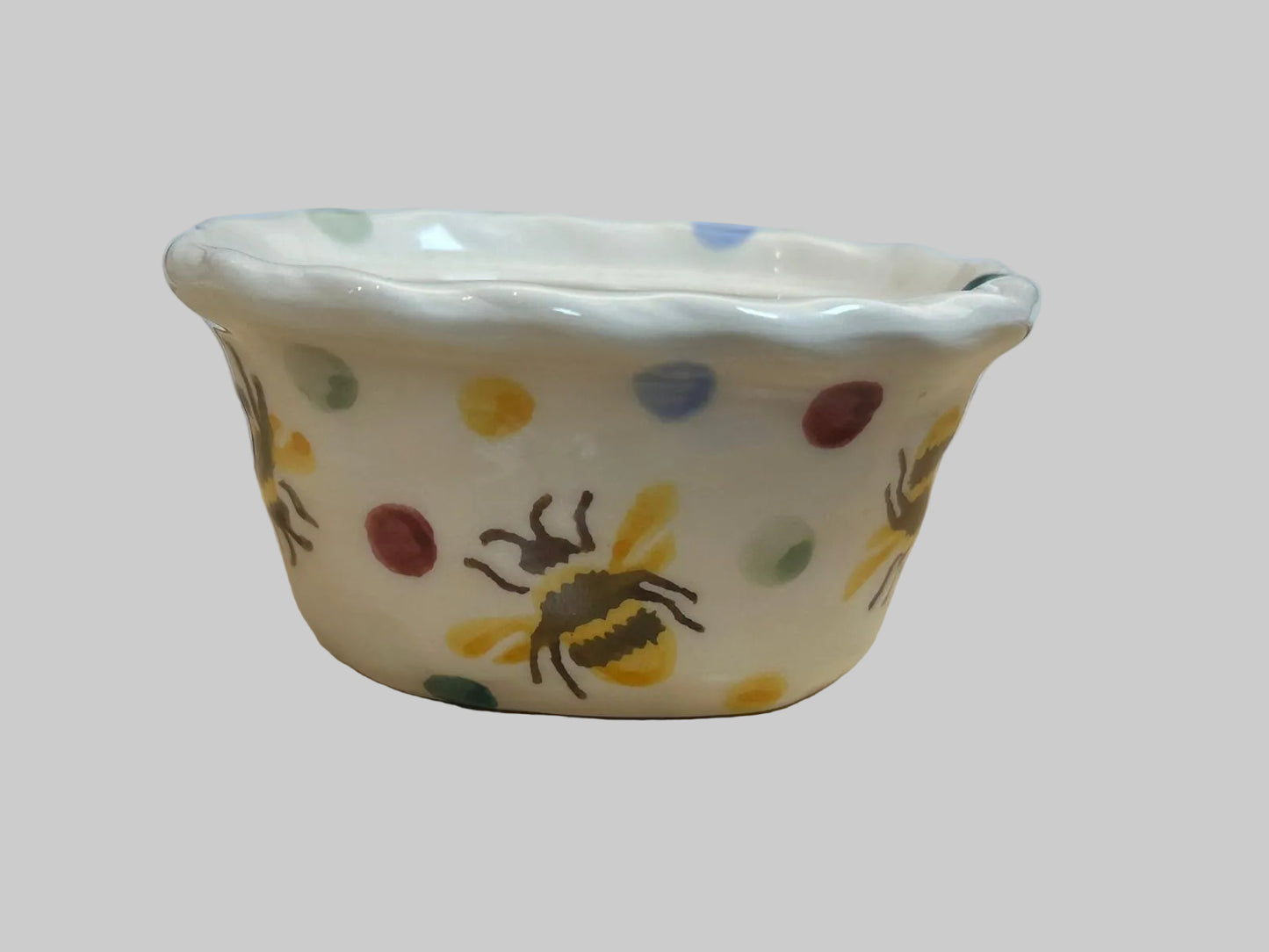 Emma Bridgewater Hen on Nest Ceramic with Bumblebee and Polka Dot Details