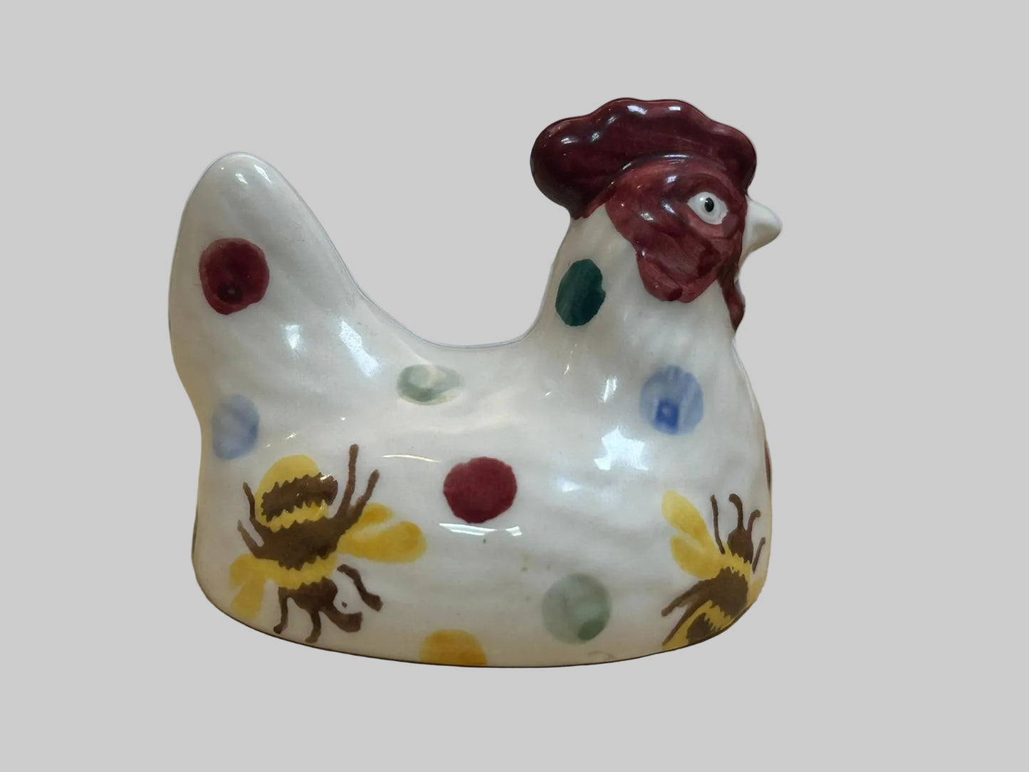 Emma Bridgewater Hen on Nest Ceramic with Bumblebee and Polka Dot Details