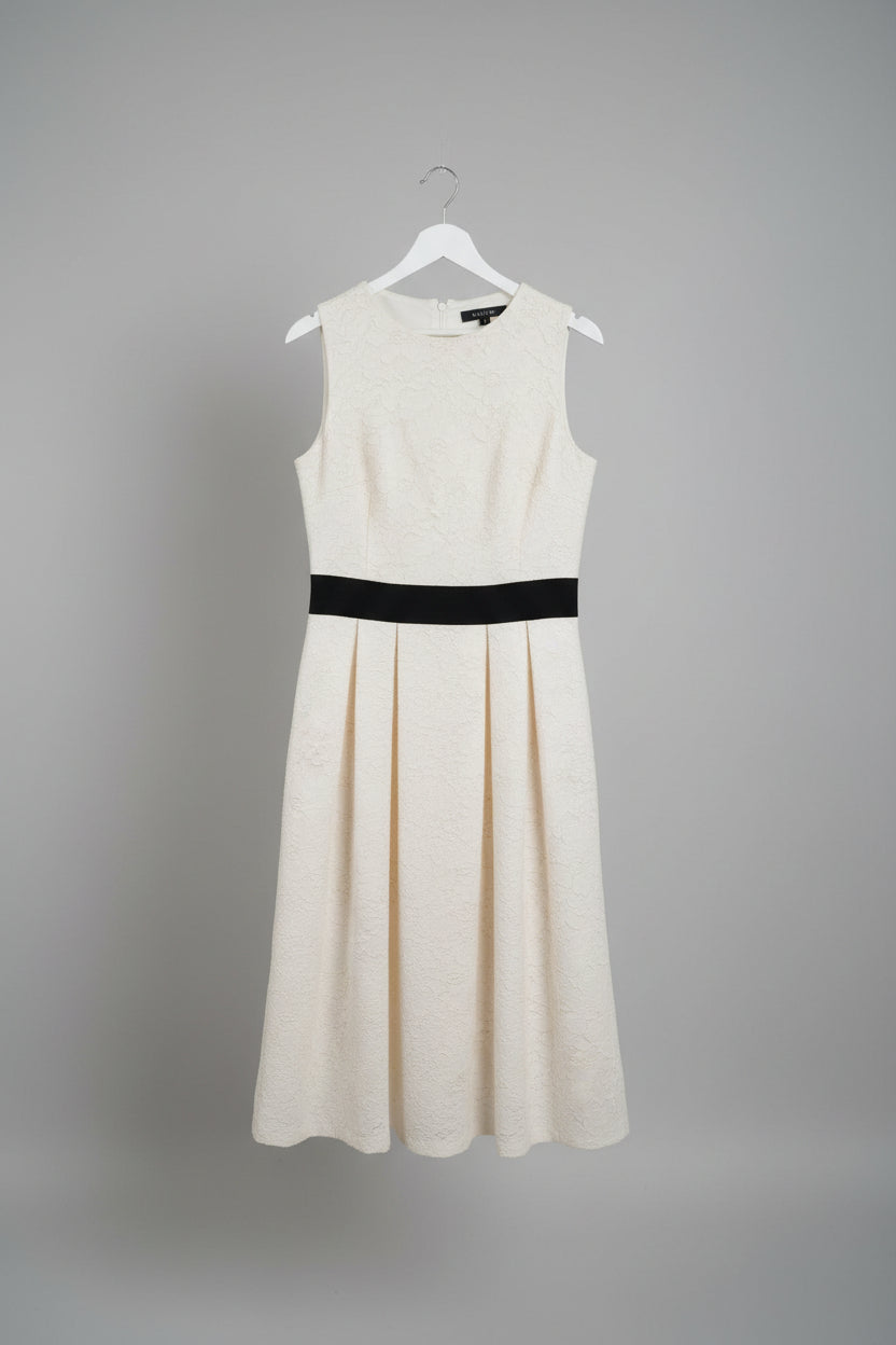 Debut Dress Embroidered Lace UK 12 EU 40 Pleated Midi Fit & Flare