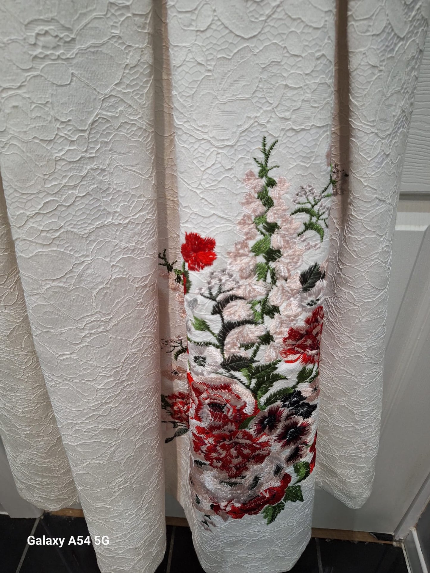 Debut Dress Embroidered Lace UK 12 EU 40 Pleated Midi Fit & Flare