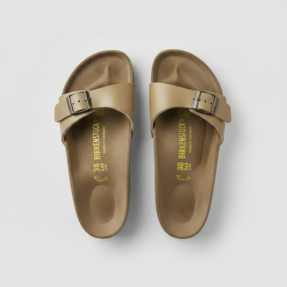 Birkenstock Madrid Buckled Matte Gold Sandals One Strap Slip-On's UK 5 EU 38