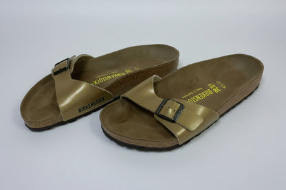 Birkenstock Madrid Buckled Matte Gold Sandals One Strap Slip-On's UK 5 EU 38