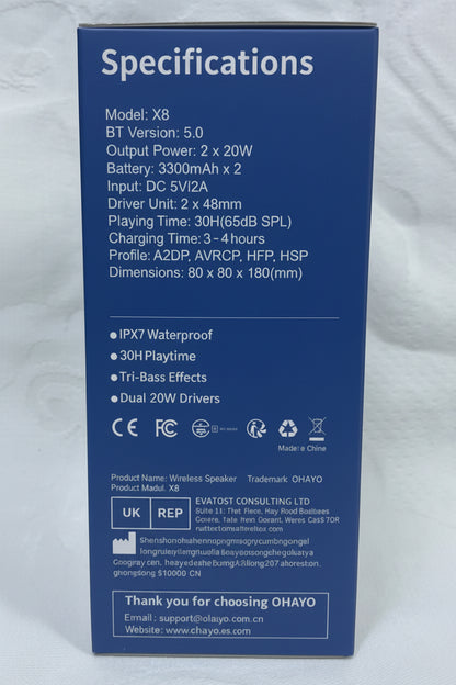 Ohayo x8 Wireless Speaker - In Box