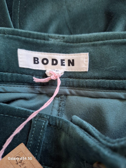 BNWT Boden Green Velvet  Knee Length Skirt Size UK 10 Regular EU 38