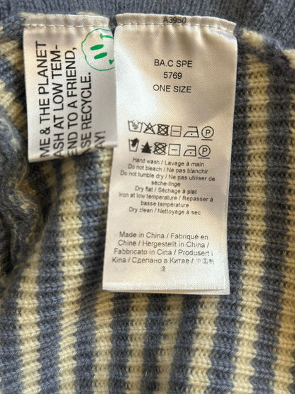 BNWT GANNI Striped Blue and White Knit Wool and Cashmere Collar Shawl Scarf