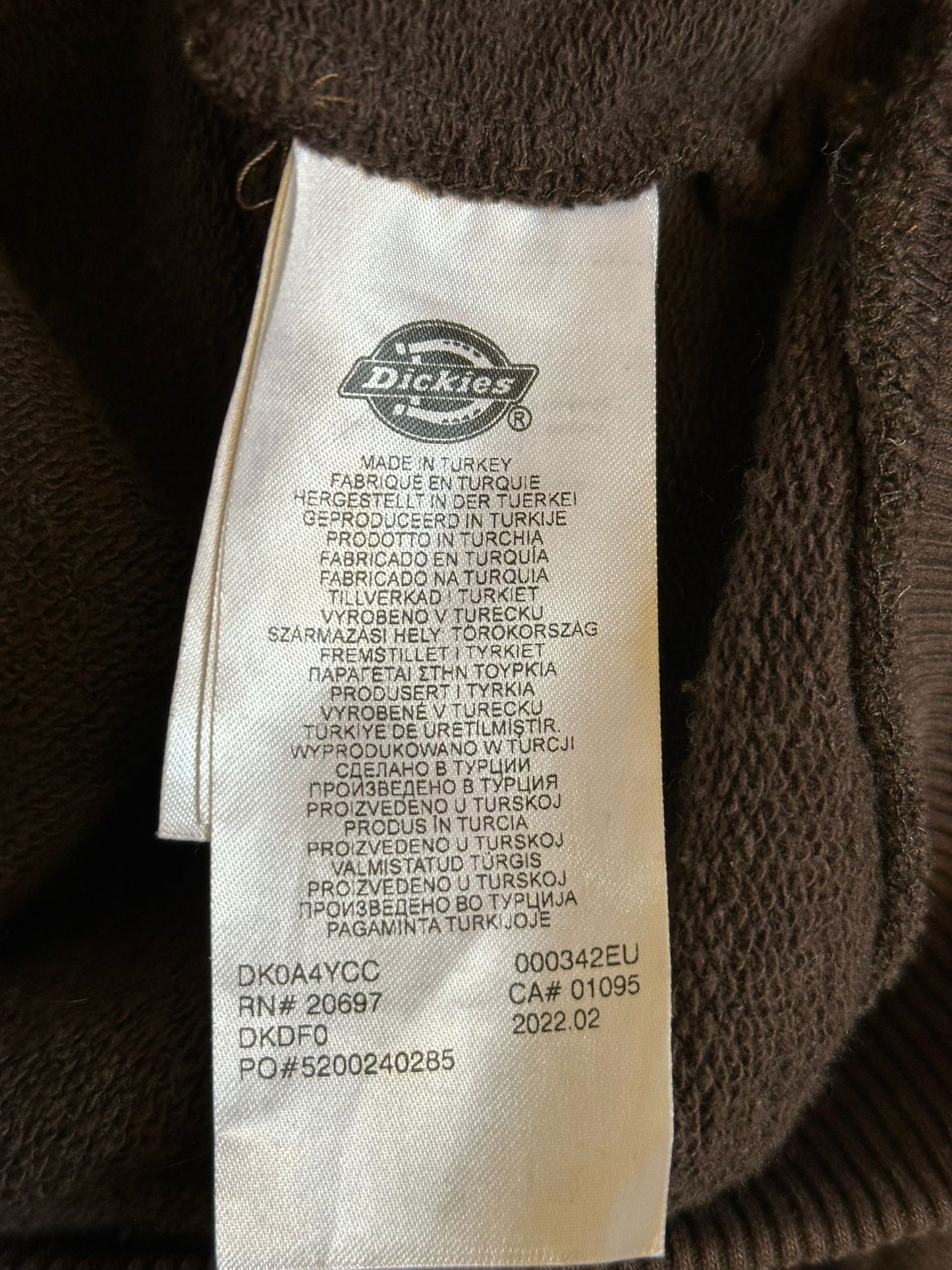 DICKIES Brown Hoodie Sweater Men's Size Small 100% Cotton