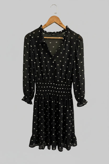 MAJE Dress Black with White Bow Details and Under Slip Size EU 42