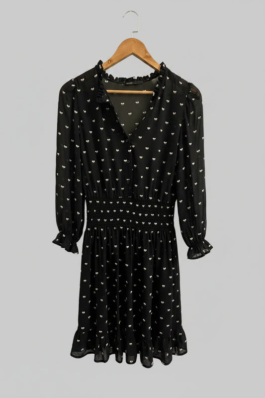 MAJE Dress Black with White Bow Details and Under Slip Size EU 42