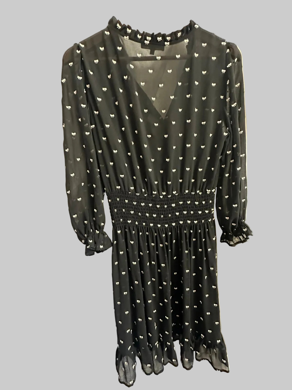 MAJE Dress Black with White Bow Details and Under Slip Size EU 42