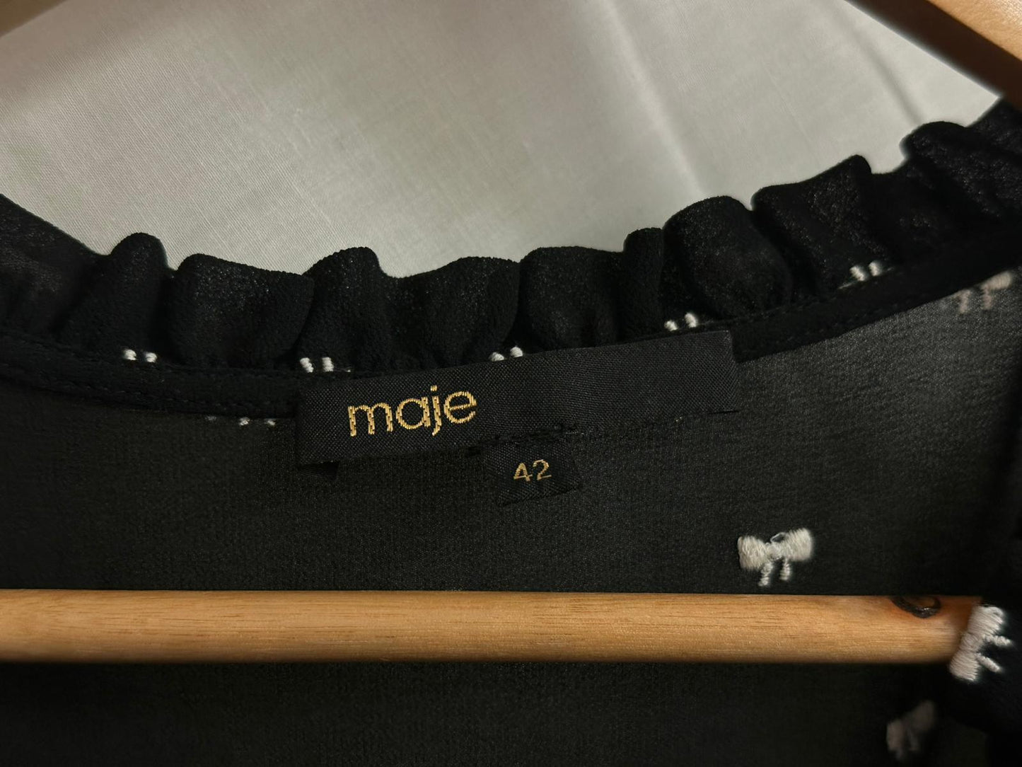 MAJE Dress Black with White Bow Details and Under Slip Size EU 42