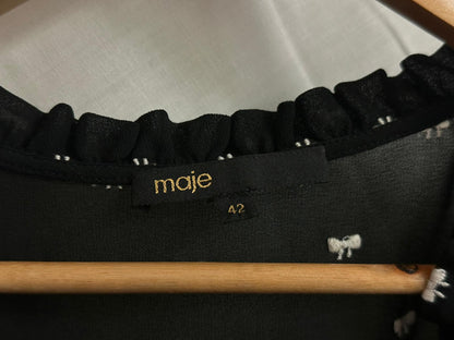 MAJE Dress Black with White Bow Details and Under Slip Size EU 42